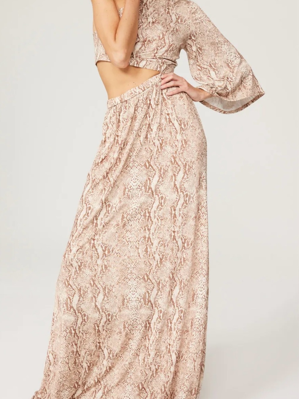 L'AGENCE Fontana One Shoulder Snake Print Dress - Picture 2 of 4